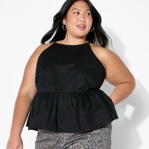 NWT Women's High Neck Babydoll Halter Top - Wild Fable Black Large